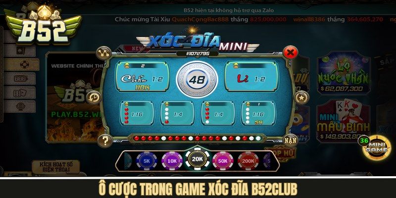 Ô cược trong Xóc Đĩa B52Club